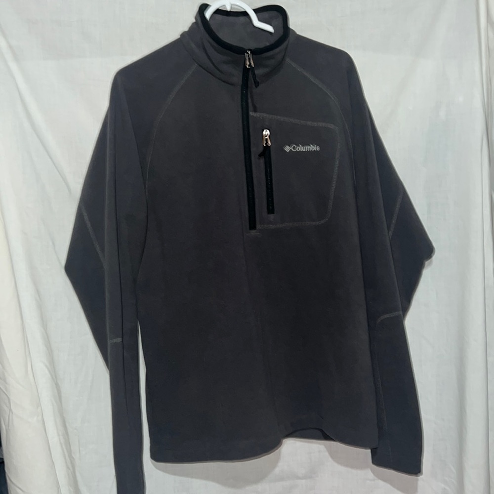 men columbia large fleece, charcoal grey